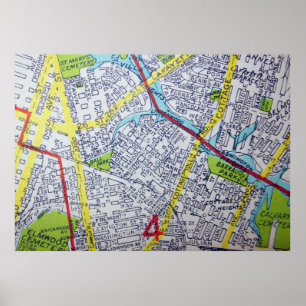 Norfolk, VA Vintag Map Poster