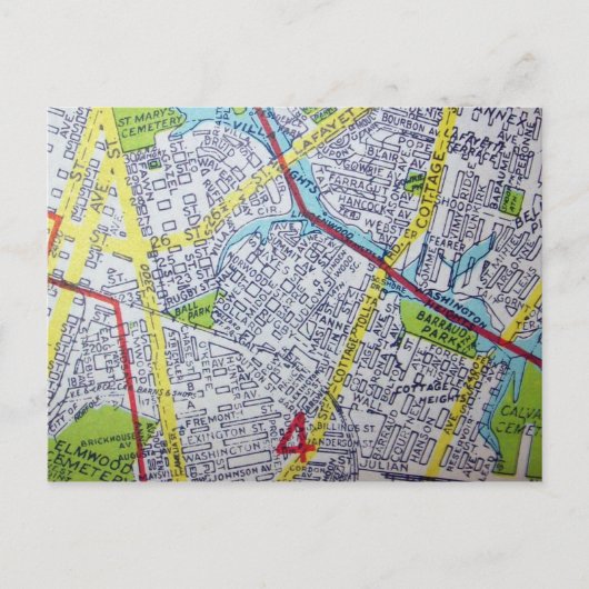 Norfolk, VA Vintag Map Postkarte (Vorderseite)