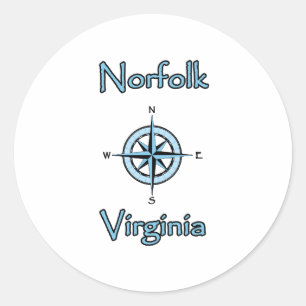 Norfolk Virginia Compass Rose Logo Runder Aufkleber