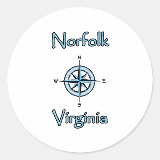 Norfolk Virginia Compass Rose Logo Runder Aufkleber (Vorderseite)