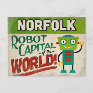 Norfolk Virginia Robot - Funny Vintag Postkarte