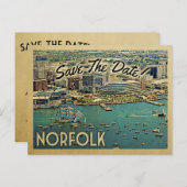 Norfolk Virginia Save the Date Vintage Postkarten (Vorne/Hinten)