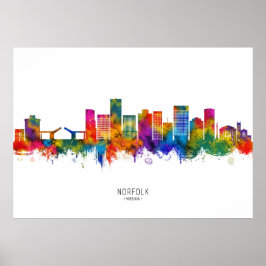 Norfolk Virginia Skyline Poster