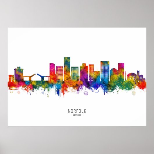 Norfolk Virginia Skyline Poster (Vorne)