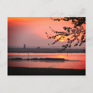 Norfolkmühle bei Sonnenuntergang Postkarte
