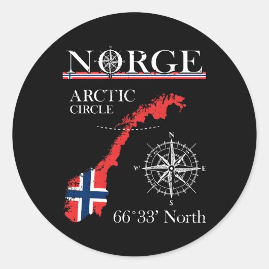 Norge Arctic Circle Polar Nord Norwegen Norwegisch Runder Aufkleber (Vorderseite)