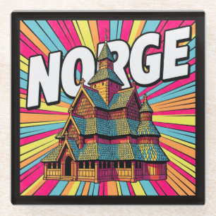 Norge Gol Stabkirche Oslo Farbige Retro Untersetze Glasuntersetzer