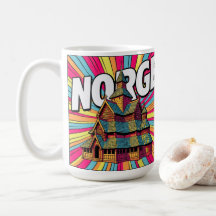 Norge Norwegen Stabbkirche Oslo Pop Art Kaffeetass