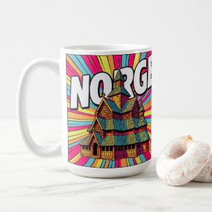 Norge Norwegen Stabbkirche Oslo Pop Art Kaffeetass Kaffeetasse