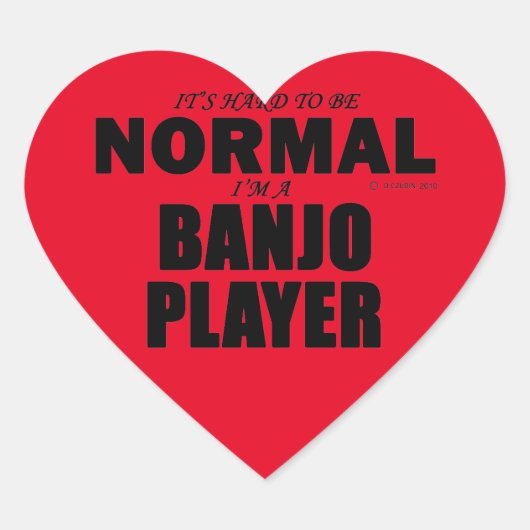 Normal Banjo Player Heart Sticker (Vorderseite)