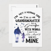 Normal Girl Großtochter Opa mit Flügelengel Postkarte (Vorne/Hinten)