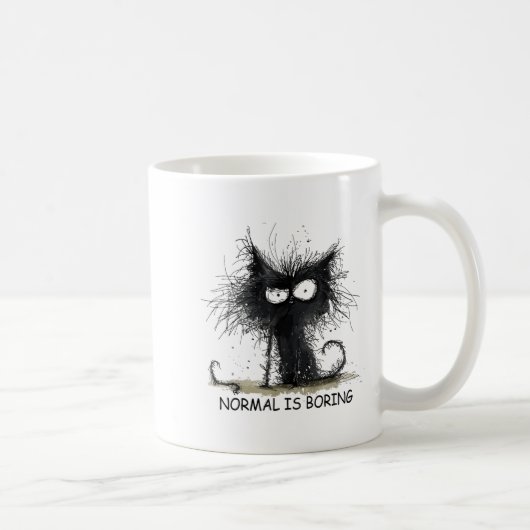 Normal Is Boring Funny Cat Graphic Tee Men Women Kaffeetasse (Rechts)