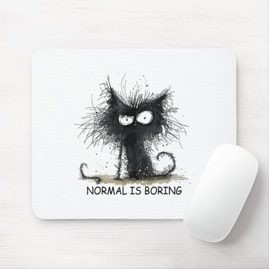 Normal Is Boring Funny Cat Graphic Tee Men Women Mousepad (Mit Mouse)