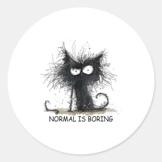 Normal Is Boring Funny Cat Graphic Tee Men Women  Runder Aufkleber (Vorderseite)