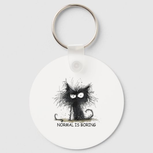 Normal Is Boring Funny Cat Graphic Tee Men Women  Schlüsselanhänger (Vorderseite)