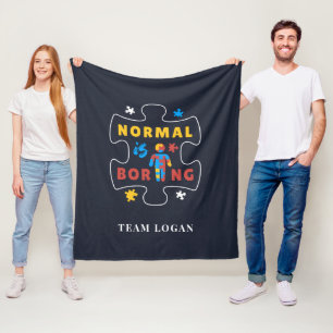 Normal ist langweilig Autism Awareness Puzzle Teil Fleecedecke