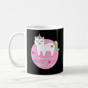 Normal langweilig Kawaii Einhornkatze weiß & rosa Kaffeetasse