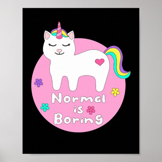 Normal langweilig Kawaii Einhornkatze weiß & rosa Poster (Vorne)