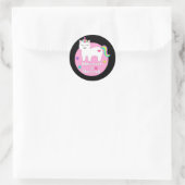 Normal langweilig Kawaii Einhornkatze weiß & rosa Runder Aufkleber (Tasche)