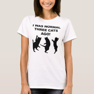 Normale drei Katzen zuvor lustiges T-Shirt