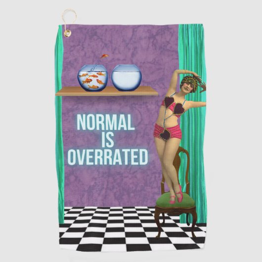 Normalerweise wird Funky & Fun Altered Art überbew Golfhandtuch (Vorderseite)