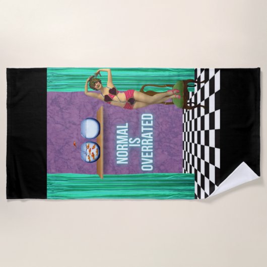 Normalerweise wird Funky & Fun Altered Art überbew Strandtuch (Vorderseite)