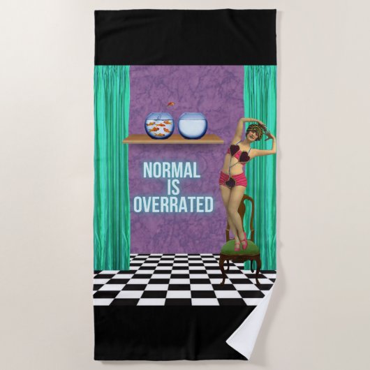 Normalerweise wird Funky & Fun Altered Art überbew Strandtuch (Vorderseite)