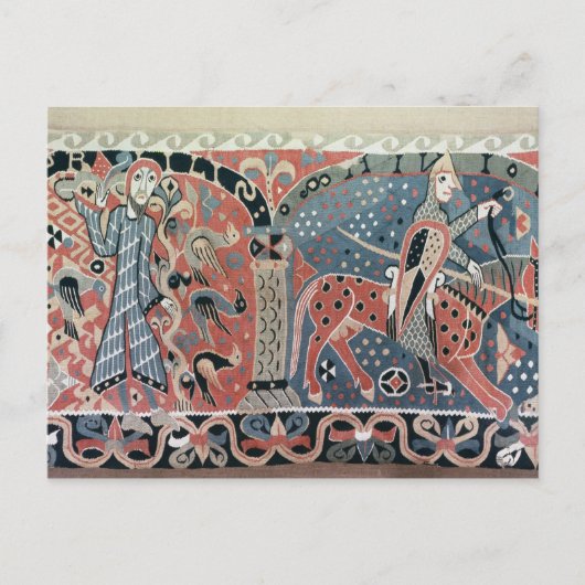 Norman cavalier auf einem piebald Pferd Postkarte (Vorderseite)