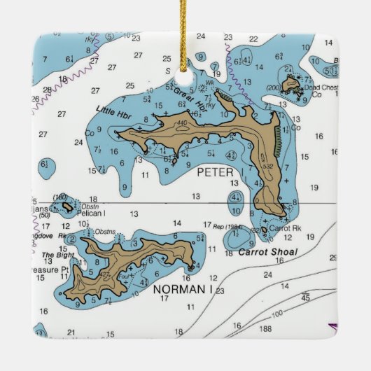 Norman Island BVI Chart Keramikornament (Rückseite)