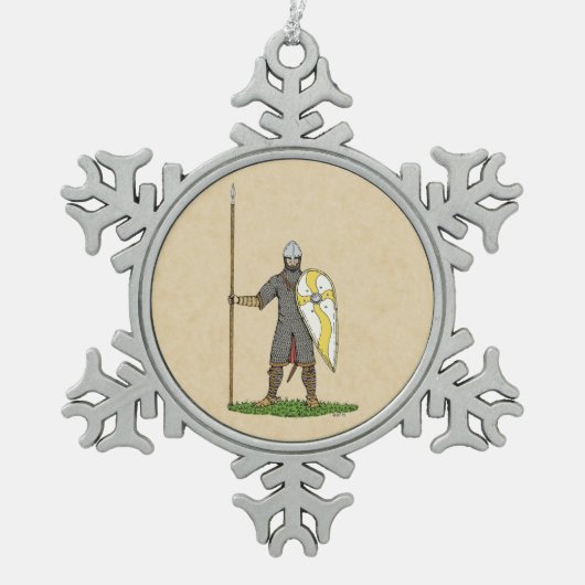 Norman Knight Circa 1066 Schneeflocken Zinn-Ornament (Vorderseite)
