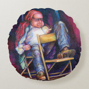 Norman malt lieber im Schlaf Rundes Kissen