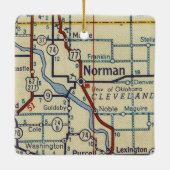 Norman OK Retro Map Keramikornament (Rückseite)