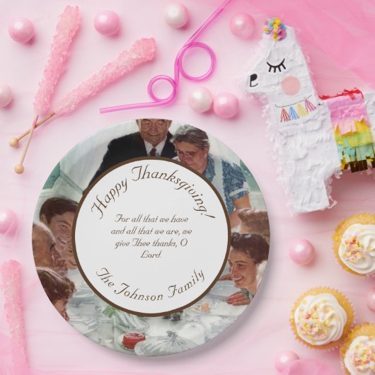 Norman Rockwell Anpassbarer Erntedank Pappteller (Party)