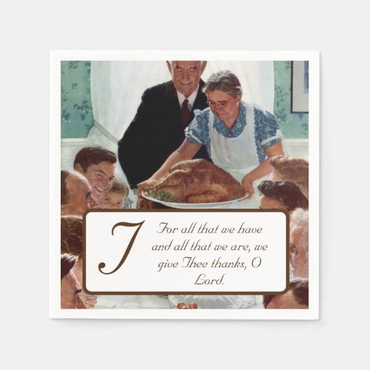 Norman Rockwell Anpassbarer Erntedank Serviette (Vorderseite)