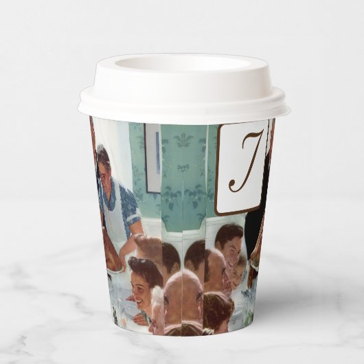 Norman Rockwell Mit Monogramm Erntedank Pappbecher (Rechts)