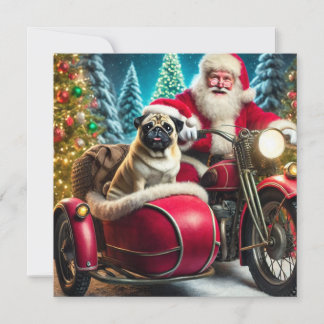 Norman T Mops mit Santa und Beiwagen Feiertagskarte