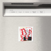 Norman the Bunny Square Magnet (rot) (In Situ (Geschirrspüler))