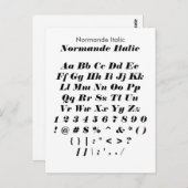 Normande Italic - Zazzle-Schriftart-Musterblatt Postkarte (Vorne/Hinten)