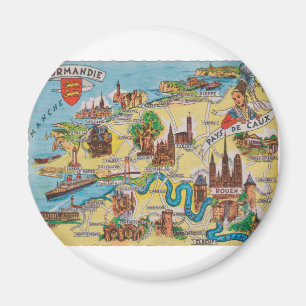 Normandie alte Karte Magnet