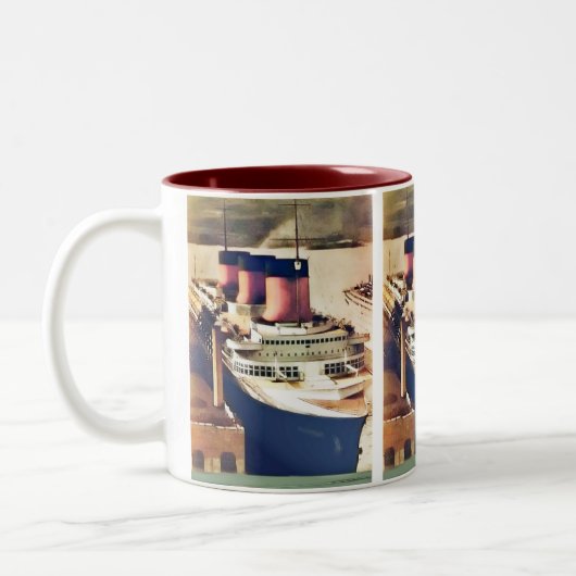 Normandie an NYC Zweifarbige Tasse (Links)