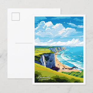 Normandie Frankreich Kunst Reise Vintage-Illustrat Postkarte