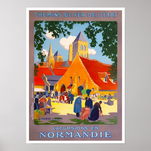 Normandie Frankreich Vintage Reise Poster (Vorne)