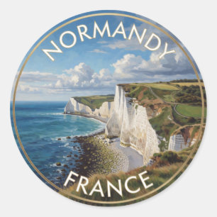 Normandie Frankreich Weiße Klippen Küsten Reise Sz Runder Aufkleber