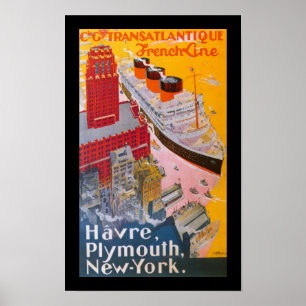 Normandie im Hafen von New York Poster