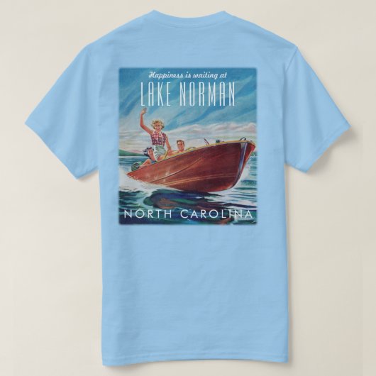 Normandie Nord Carolina Retro Boat Back Print Prin T-Shirt (Design Rückseite)