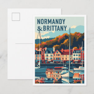Normandie und Bretagne Frankreich Kunst Vintage Re Postkarte