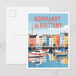 Normandie und Bretagne Frankreich Kunst Vintage Re Postkarte