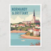 Normandy and Brittany vintage Travel Postkarte (Vorderseite)
