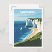 Normandy France Artwork Travel Place Illustration Postkarte (Vorne/Hinten)