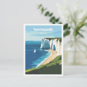 Normandy France Artwork Travel Place Illustration Postkarte (Stehend Vorderseite)